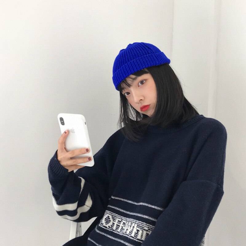 Unisex Solid Color Knitted Techwear Pumpkin Beanie - ATLAS 1