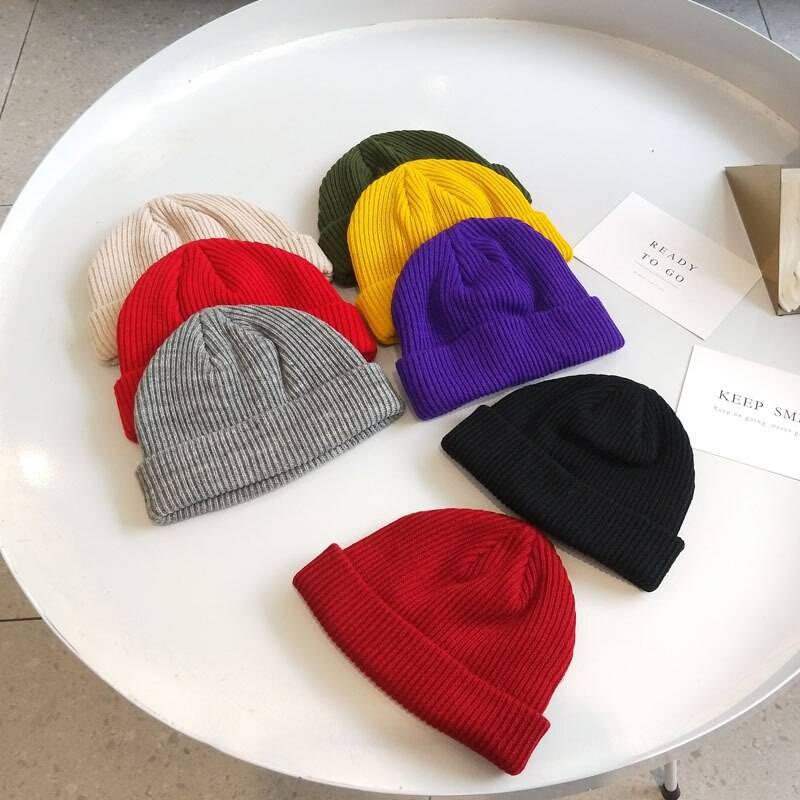 Unisex Solid Color Knitted Techwear Pumpkin Beanie - ATLAS 1