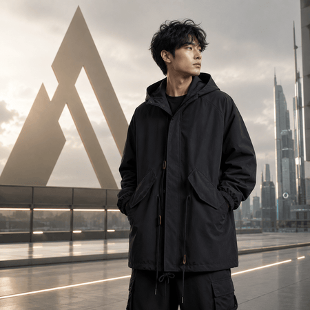 วินด์เบรคเกอร์มีฮู้ดสไตล์ dark techwear streetwear ยูนิเซ็กซ์