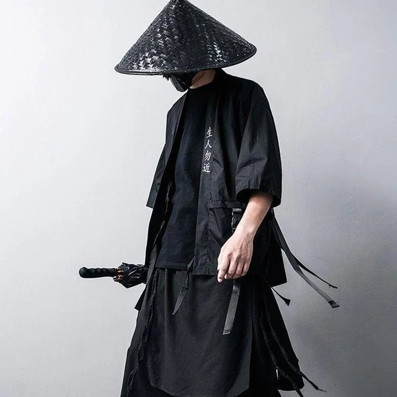 Unisex Techwear Casual Oversized Ribbon Shirt — Generous oversized silhouette