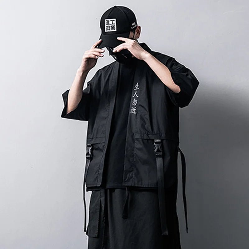Unisex Techwear Casual Oversized Ribbon Shirt — Distinctive strap details