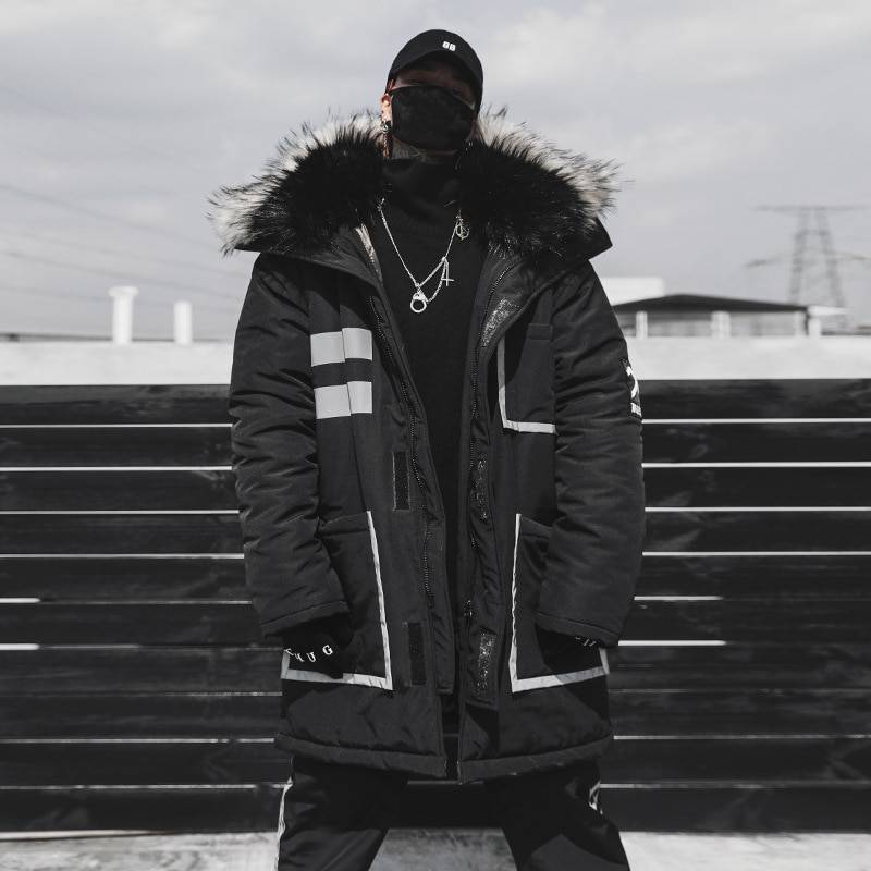 Unisex Techwear Winter Parka with Fur — Hooded design