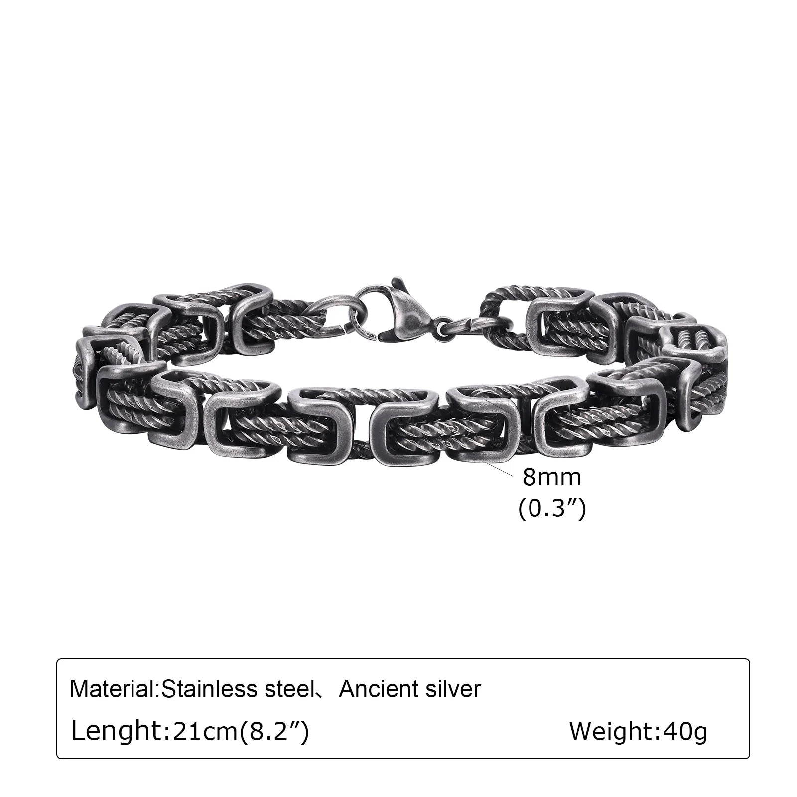 Vintage Byzantine Stainless Steel Braided Link Bracelet - ATLAS 1