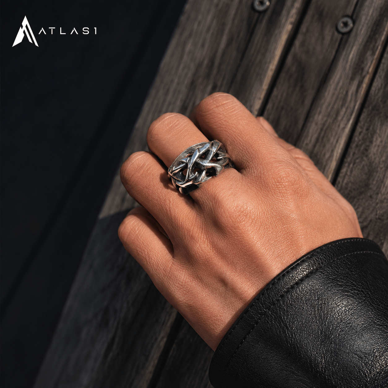 Vintage Crown of Thorns Steel Ring - ATLAS 1