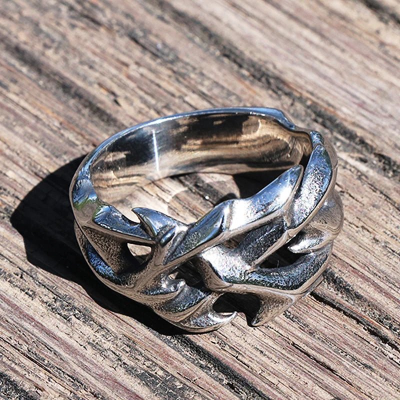 Vintage Crown of Thorns Steel Ring - ATLAS 1