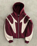 Vintage Gothic Geometric Patchwork Zipper Hoodie - ATLAS 1