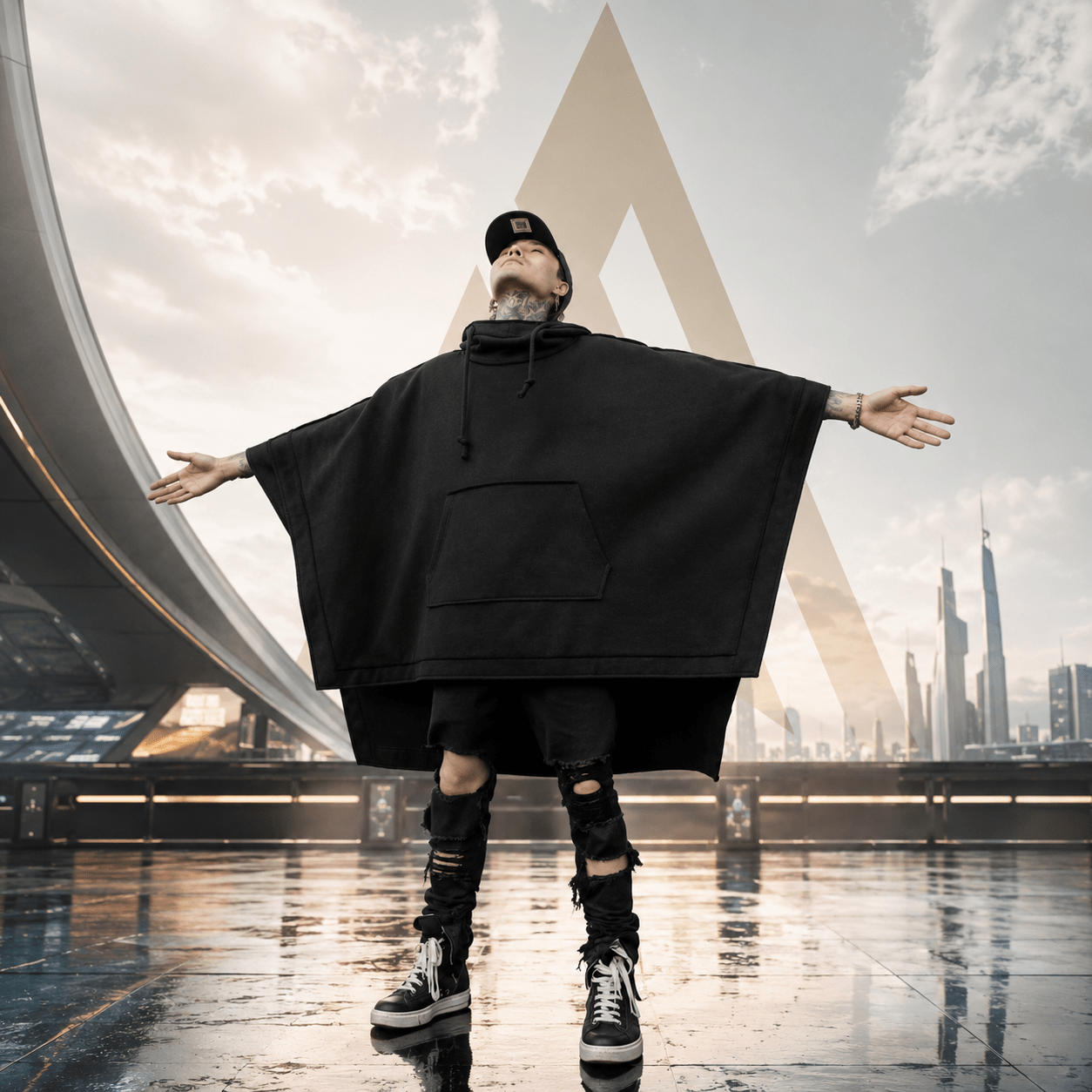 Vintage Punk Techwear Hooded Poncho Cape - ATLAS 1