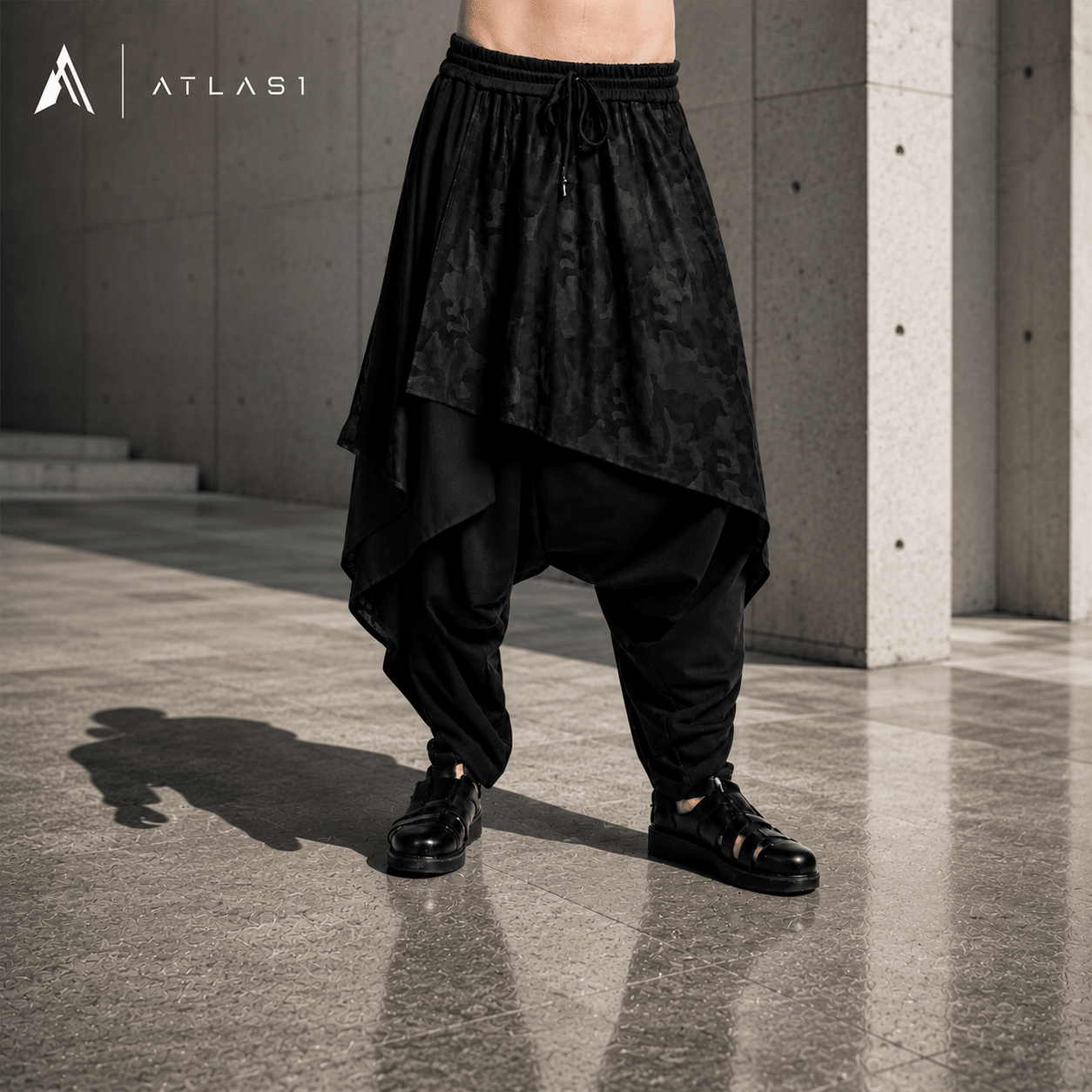 Vintage Y2K Gothic Oversized Skirt Pants - ATLAS 1
