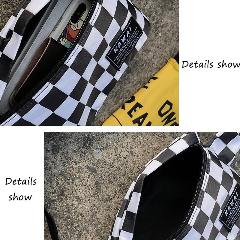 Waterproof Nylon Checked Print Techwear Waist Bag - ATLAS 1