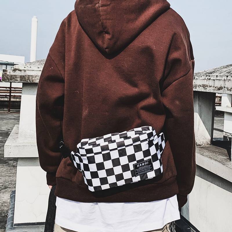 Waterproof Nylon Checked Print Techwear Waist Bag - ATLAS 1