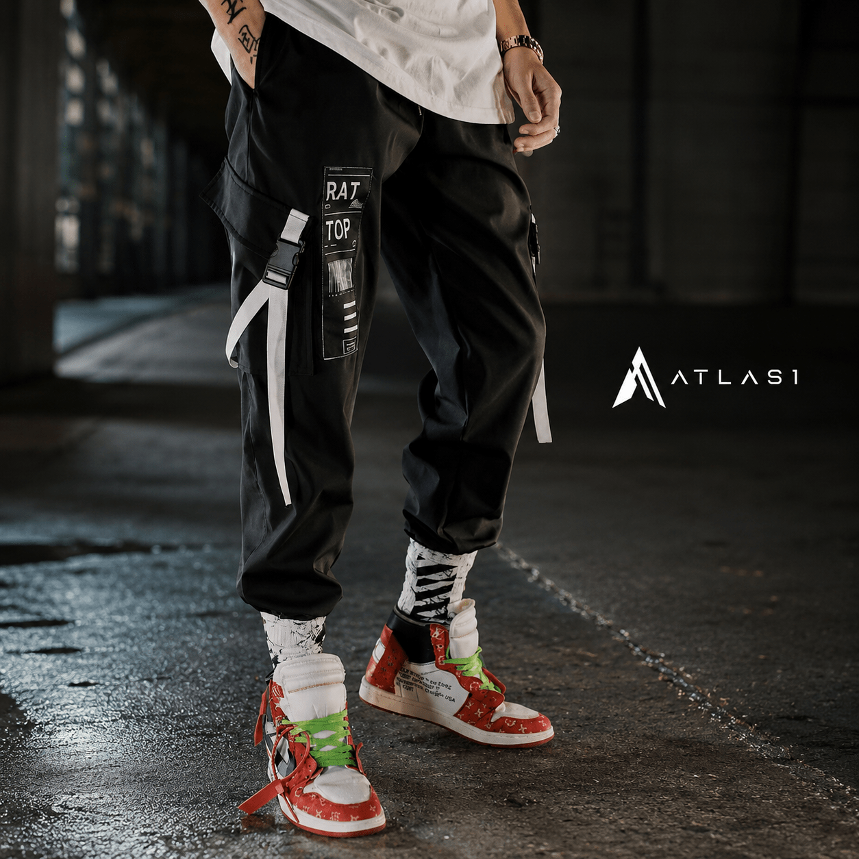 White Techwear Cargo Pants for Men - ATLAS 1