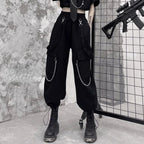 Women Black Techwear Cargo Pants Loose - ATLAS 1