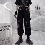 Women Black Techwear Cargo Pants Loose - ATLAS 1