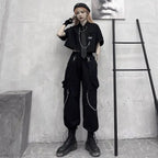 Women Black Techwear Cargo Pants Loose - ATLAS 1