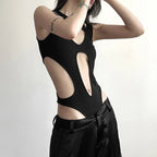 Women Gothic Patchwork High Cut Bodysuit - ATLAS 1