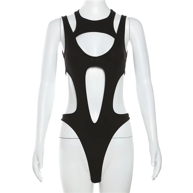 Women Gothic Patchwork High Cut Bodysuit - ATLAS 1