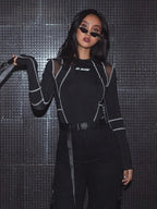 Women Mesh Colorblock Half Turtleneck Shirt - ATLAS 1 - Techwear Store
