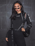 Women Mesh Colorblock Half Turtleneck Shirt - ATLAS 1 - Techwear Store