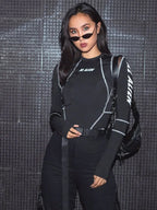 Women Mesh Colorblock Half Turtleneck Shirt - ATLAS 1 - Techwear Store