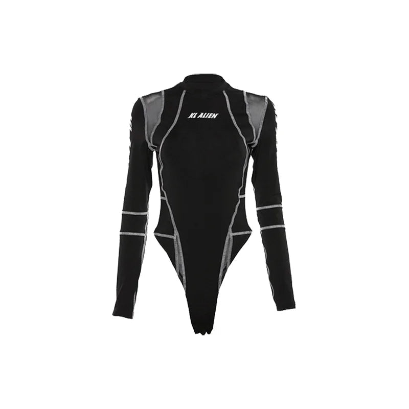 Women Mesh Colorblock Half Turtleneck Shirt - ATLAS 1 - Techwear Store