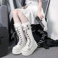 Women Punk Buckle Strap Mid - Calf Boots - ATLAS 1