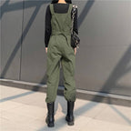 Women's Army Green Cotton Techwear Jumpsuit - ATLAS 1