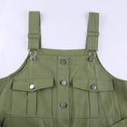 Women's Army Green Cotton Techwear Jumpsuit - ATLAS 1