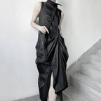 Women's Asymmetric Draped Techwear Maxi Dress - ATLAS 1