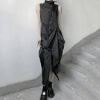 Women's Asymmetric Draped Techwear Maxi Dress - ATLAS 1