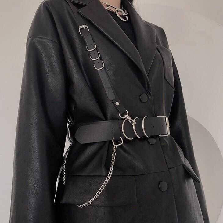 Women's Black Eco - Leather Techwear Harness - ATLAS 1