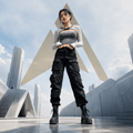 Women's Black High Waist Techwear Cargo Pants - ATLAS 1