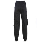 Women's Black High Waist Techwear Cargo Pants - ATLAS 1