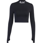 Women's Blessed Print Dark Goth Crop Top - ATLAS 1