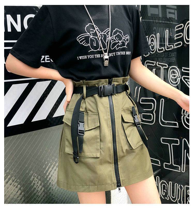 تنورة ميني نسائية بجيوب كارغو - techwear — قصة عالية الخصر