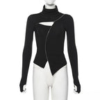 Women's Dark Ninja Asymmetric Techwear Top - ATLAS 1