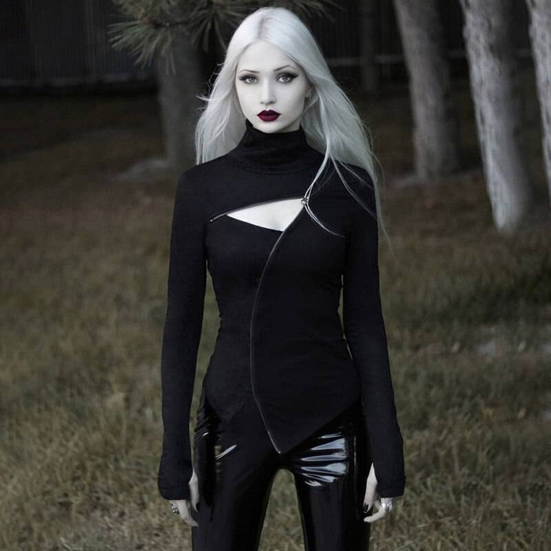 Women's Dark Ninja Asymmetric Techwear Top - ATLAS 1