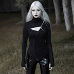 Women's Dark Ninja Asymmetric Techwear Top - ATLAS 1