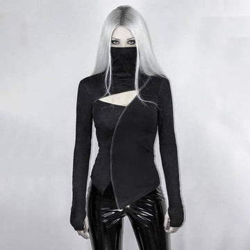 Women's Dark Ninja Asymmetric Techwear Top - ATLAS 1
