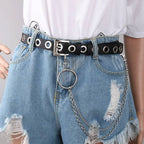 Women's Eco - Leather Rivet Belt with Multi - Layer Chain - ATLAS 1