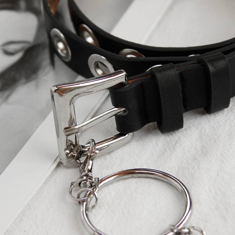 Women's Eco - Leather Rivet Belt with Multi - Layer Chain - ATLAS 1