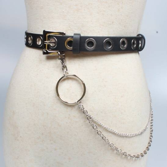 Women's Eco - Leather Rivet Belt with Multi - Layer Chain - ATLAS 1