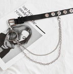 Women's Eco - Leather Rivet Belt with Multi - Layer Chain - ATLAS 1