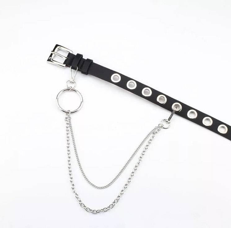 Women's Eco - Leather Rivet Belt with Multi - Layer Chain - ATLAS 1