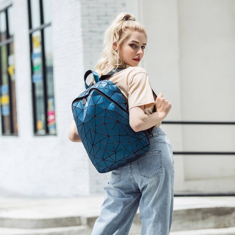 Women's Futuristic Mosaic Geometric Pattern Backpack - ATLAS 1