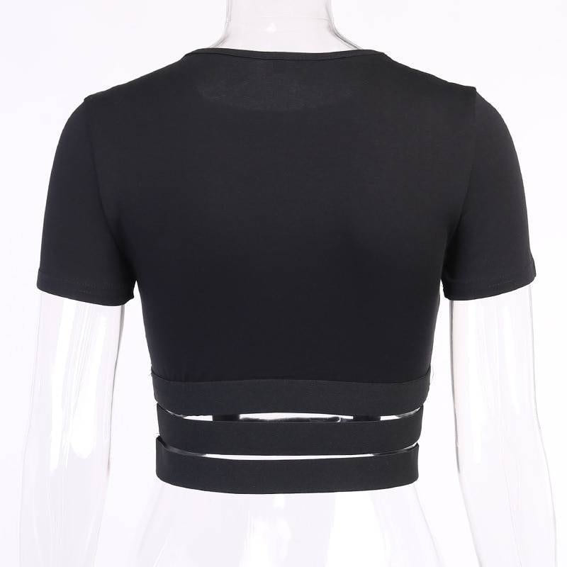 Women's Gothic Baby Girl Print Strappy Crop Top - ATLAS 1