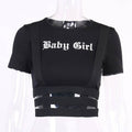 Women's Gothic Baby Girl Print Strappy Crop Top - ATLAS 1