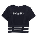Women's Gothic Baby Girl Print Strappy Crop Top - ATLAS 1