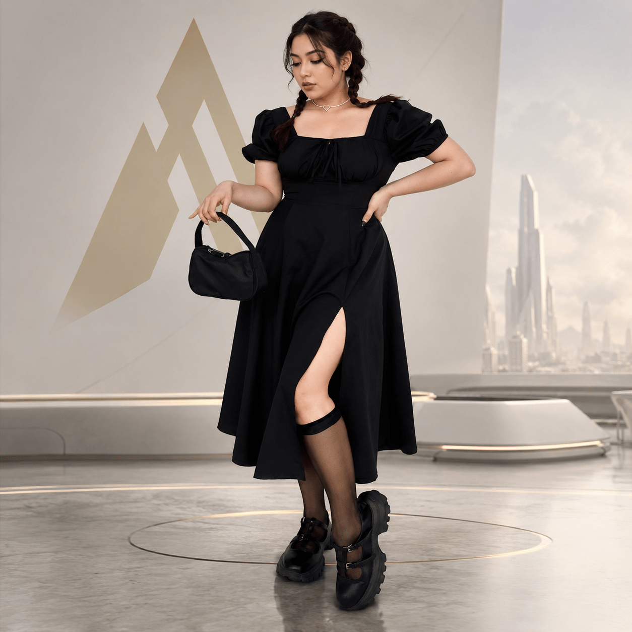 Women's Gothic Style Plus Size Midi Dress - ATLAS 1