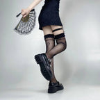 Women's Gothic Techwear Heart Patterned Stockings - ATLAS 1