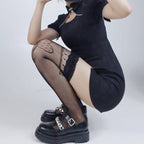 Women's Gothic Techwear Heart Patterned Stockings - ATLAS 1